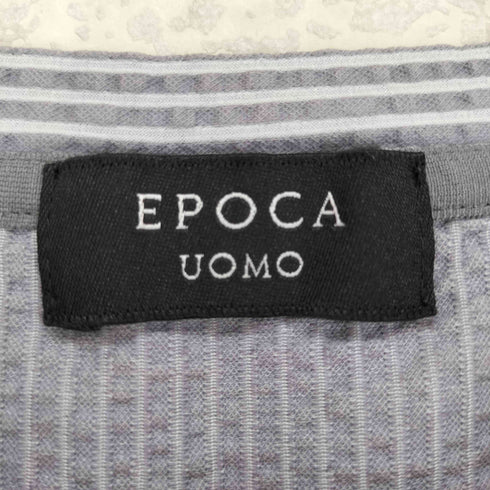 エポカウォモ Epoca uomo ラインストーンロゴ グラデーション Vネック シアサッカー Tシャツ メンズ 46