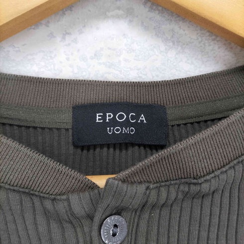エポカウォモ Epoca uomo リブ編みジャージーヘンリーネック カットソー メンズ 46