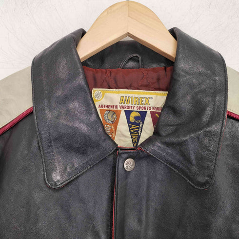 アヴィレックス AVIREX 80-90s バックロゴ レザー バーシティージャケット メンズ import:S