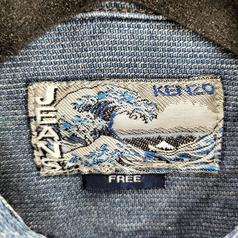 ケンゾージーンズ KENZO JEANS 90s 北斎タグ デニム L/S シャツ メンズ FREE