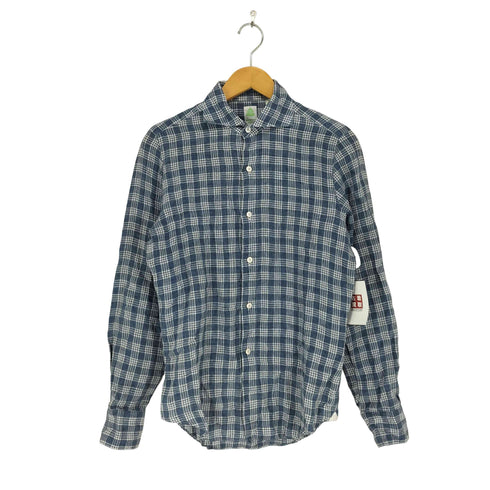 フィナモレ FINAMORE リネンチェックシャツ メンズ S