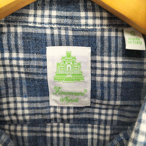 フィナモレ FINAMORE リネンチェックシャツ メンズ S
