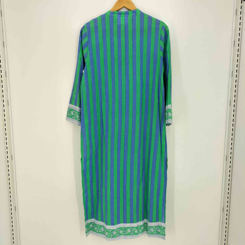 .ISLE FROCK SZ Blockprints コットン ストライプカフタンドレス レディース JPN:S