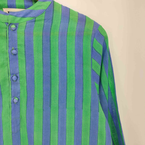 .ISLE FROCK SZ Blockprints コットン ストライプカフタンドレス レディース JPN:S