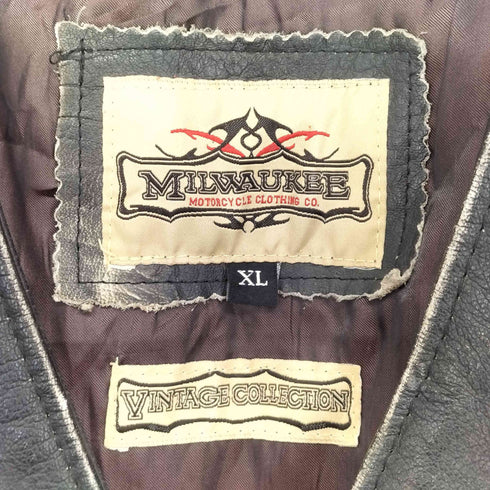 Milwaukee ミルウォーキー レザー レースアップ ベスト メンズ import:XL