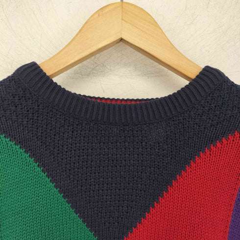 クレイボーン Claiborne マルチカラー クルーネック L/S コットンニット メンズ import:L