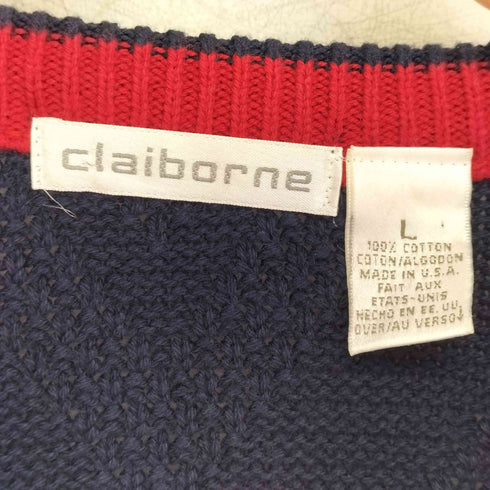 クレイボーン Claiborne マルチカラー クルーネック L/S コットンニット メンズ import:L