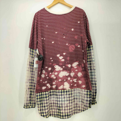 フェイスコネクション FAITH CONNEXION L/S ブリーチ加工 レイヤード カットソー メンズ JPN:L