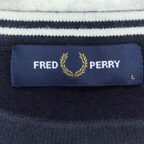 フレッドペリー FRED PERRY ウール混 フロント刺繍ニット メンズ import:L