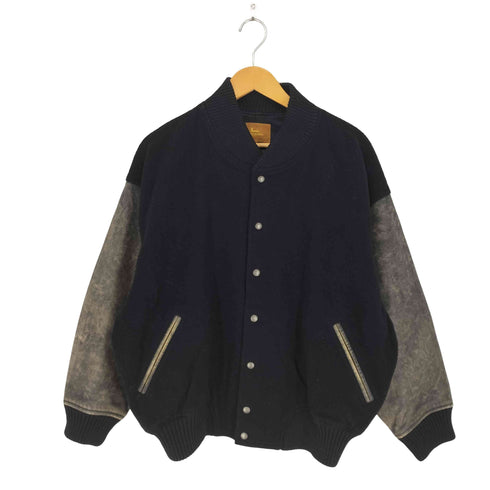 ランセル LANCEL バックロゴ刺繍袖レザーウールスタジャン メンズ 9F