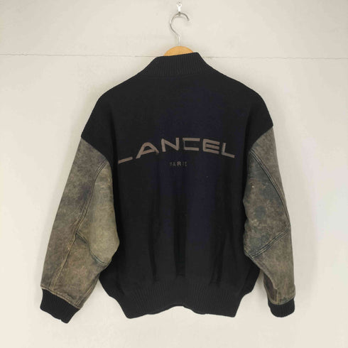 ランセル LANCEL バックロゴ刺繍袖レザーウールスタジャン メンズ 9F