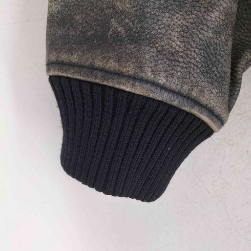 ランセル LANCEL バックロゴ刺繍袖レザーウールスタジャン メンズ 9F