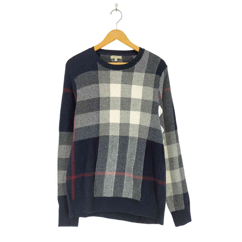 バーバリー BURBERRY チェック柄デザインウールニット メンズ S