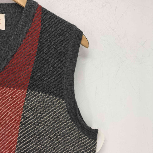ブルックスブラザーズレッドフリース BROOKS BROTHERS REDFLEECE チェック柄Vネックニットベスト メンズ import:S