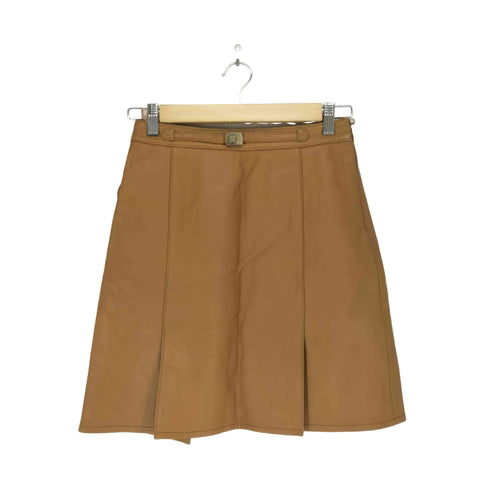 バーバリーブルーレーベル BURBERRY BLUE LABEL lamb leather ホースロゴ刻印 レザースカート レディース 36