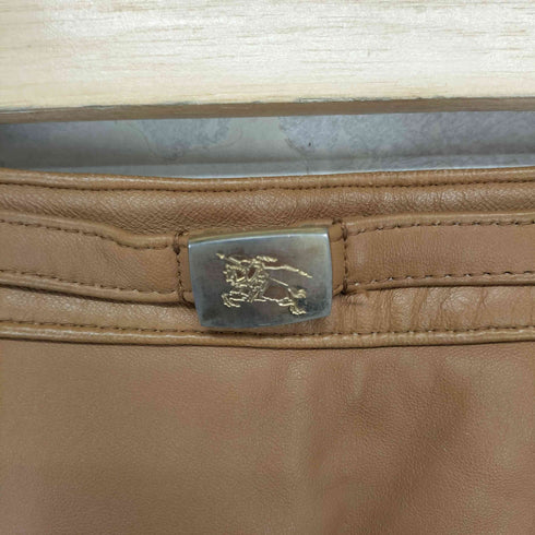 バーバリーブルーレーベル BURBERRY BLUE LABEL lamb leather ホースロゴ刻印 レザースカート レディース 36