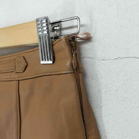 バーバリーブルーレーベル BURBERRY BLUE LABEL lamb leather ホースロゴ刻印 レザースカート レディース 36