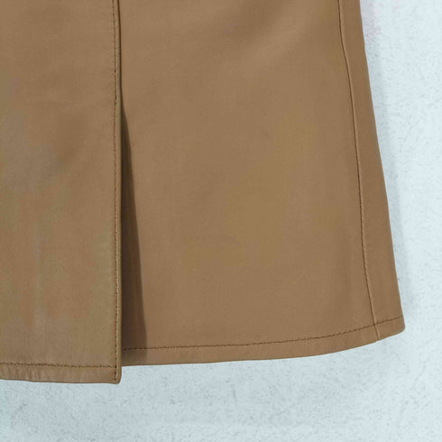 バーバリーブルーレーベル BURBERRY BLUE LABEL lamb leather ホースロゴ刻印 レザースカート レディース 36