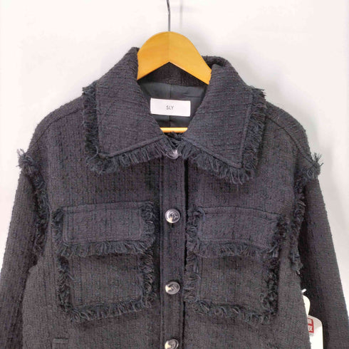 スライ SLY COLOR TWEED JACKET フリンジ レディース FREE