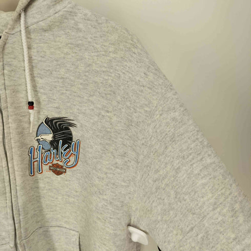 ヘインズ Hanes 1992 USA製 Harley Davidsonプリント 裏起毛 フルジップパーカー メンズ X LARGE