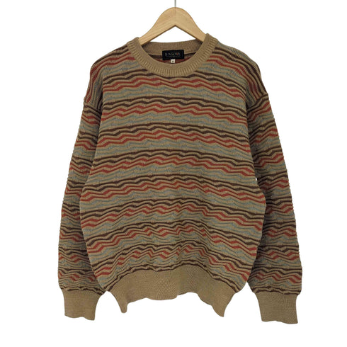 bon giovane ウール混 ボーダー 3Dニット メンズ import:M