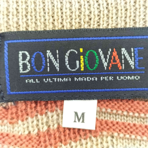bon giovane ウール混 ボーダー 3Dニット メンズ import:M