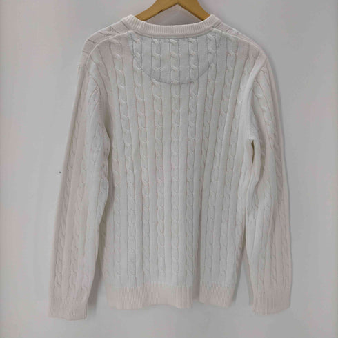 ブラックレーベルクレストブリッジ BLACK LABEL CRESTBRIDGE ロゴ エンブレム 刺繍 裏地チェック ケ-ブル編み コットン ニット セーター メンズ