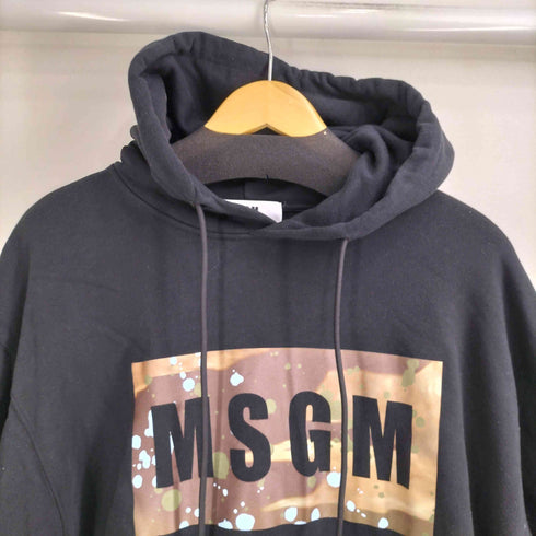 エムエスジーエム MSGM ボックス ロゴプリント プルオーバーパーカー メンズ import:M