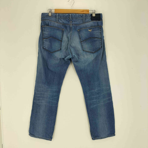 アルマーニジーンズ ARMANI JEANS y2k ロゴプレート ダメージストレートデニム メンズ US:32-33
