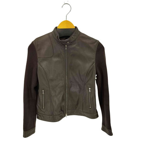 コムサデモード COMME CA DU MODE ガンパッチ ラムレザーシングルライダースジャケット レディース M