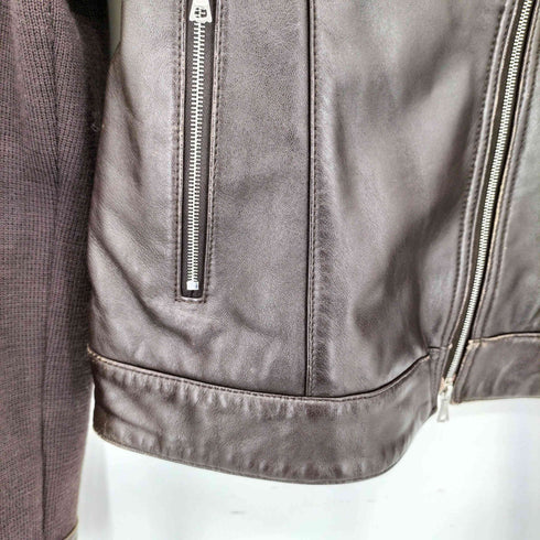 コムサデモード COMME CA DU MODE ガンパッチ ラムレザーシングルライダースジャケット レディース M