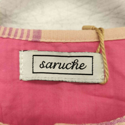 saruche 染色染め ラインチェックワンピース レディース