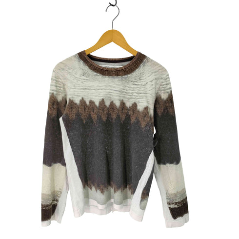 エイチアンドエム H&M トロンプルイユ フェアアイル ノルディック柄 長袖クルーネックTシャツ メンズ import:S