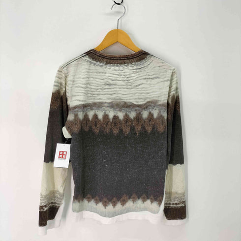 エイチアンドエム H&M トロンプルイユ フェアアイル ノルディック柄 長袖クルーネックTシャツ メンズ import:S