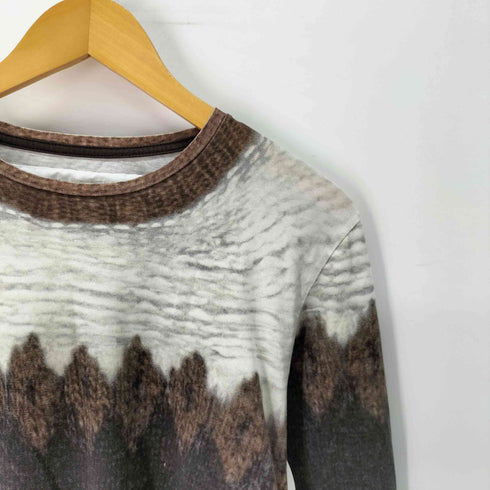 エイチアンドエム H&M トロンプルイユ フェアアイル ノルディック柄 長袖クルーネックTシャツ メンズ import:S