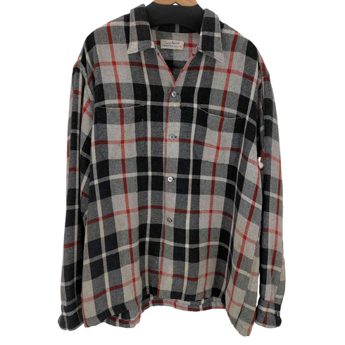 CARSON PIRIE SCOTT SPORTS APPAREL タータンチェック 開襟オープンカラー L/S シャツ ボロ 襤褸 メンズ import:XL