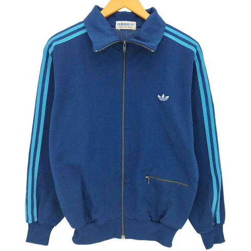 アディダス adidas 80s デサント製 トレフォイルロゴ刺繍 3ライン トラックジャケット メンズ
