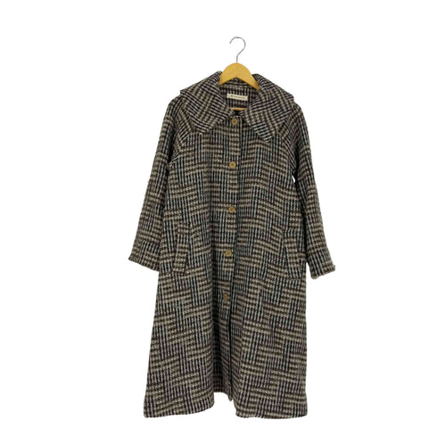 コットンハウスアヤ Cotton House Aya 総柄 ウールナイロン ビッグカラー コート レディース JPN:M