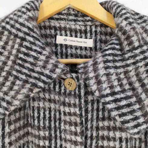 コットンハウスアヤ Cotton House Aya 総柄 ウールナイロン ビッグカラー コート レディース JPN:M