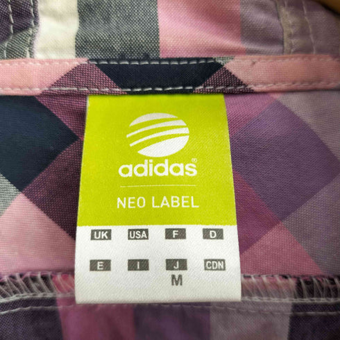 アディダス adidas NEO ロゴ刺繍 チェック ジップアップ フーデッドジャケット レディース JPN:M