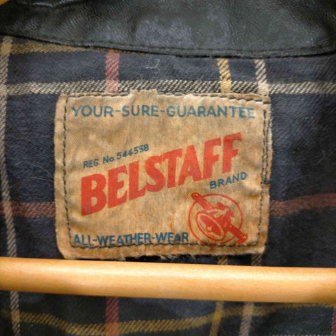 ベルスタッフ Belstaff 40S プリントタグ RONA ジップ 片爪 裏地チェック PVCレザー ダブル ライダース ジャケット メンズ