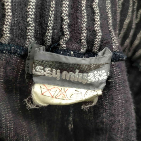 イッセイミヤケメン ISSEY MIYAKE MEN 80S 筆タグ 初期 コットン 波状 織り ストライプ ハイウエスト タック イージー パンツ メンズ JPN:M