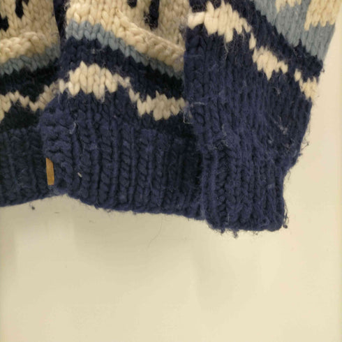 SPIRIT OF THE WEST 90S カナダ製 PURE NEW WOOL 総柄 ノルディック カウチン ニット カーディガン トナカイ 肉厚 メンズ