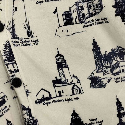 MICHIGAN RAG CO 90S USA製 灯台柄 スウェットカーディガン メンズ L/XL