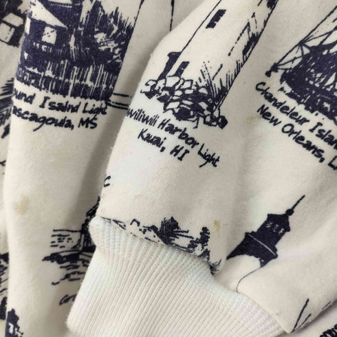 MICHIGAN RAG CO 90S USA製 灯台柄 スウェットカーディガン メンズ L/XL