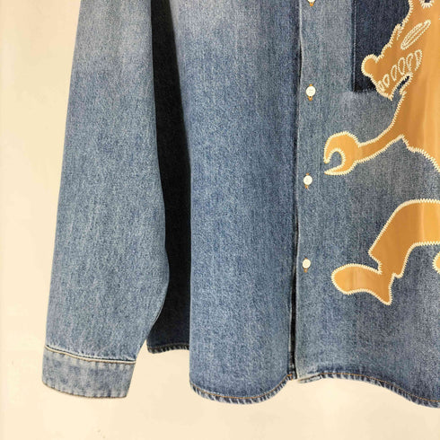 マルニ MARNI MA BLUE DENIM SHIRT WITH WOLF PATCH メンズ EUR:46