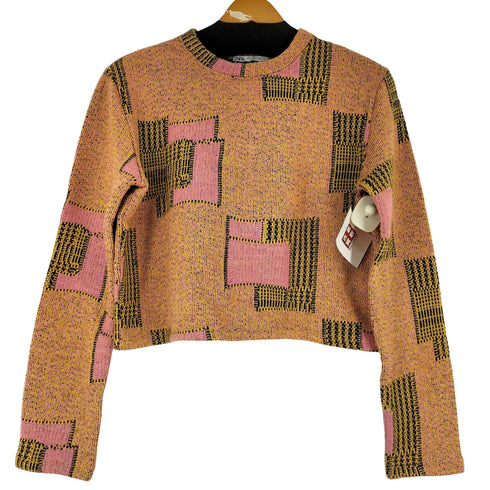 ザラ ZARA 総柄クロップドニットトップス レディース import:S