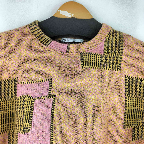 ザラ ZARA 総柄クロップドニットトップス レディース import:S