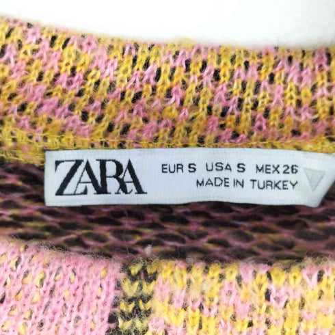 ザラ ZARA 総柄クロップドニットトップス レディース import:S