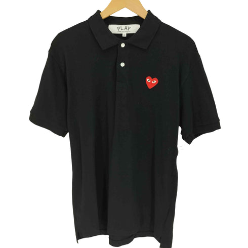 プレイコムデギャルソン PLAY COMME des GARCONS AD2025 25SS Polo Shirt With Red Emblem 綿鹿ノ子 ハートエンブレム S/S ポロシャツ メンズ JPN:XL